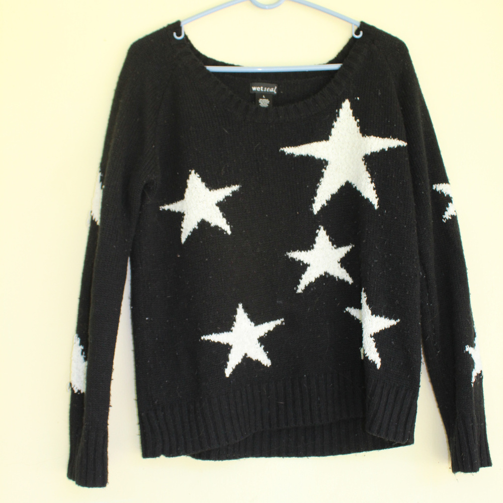 Black and White Sweater with Stars